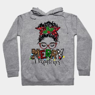 Merry Police Dispatcher Messy Bun Hoodie